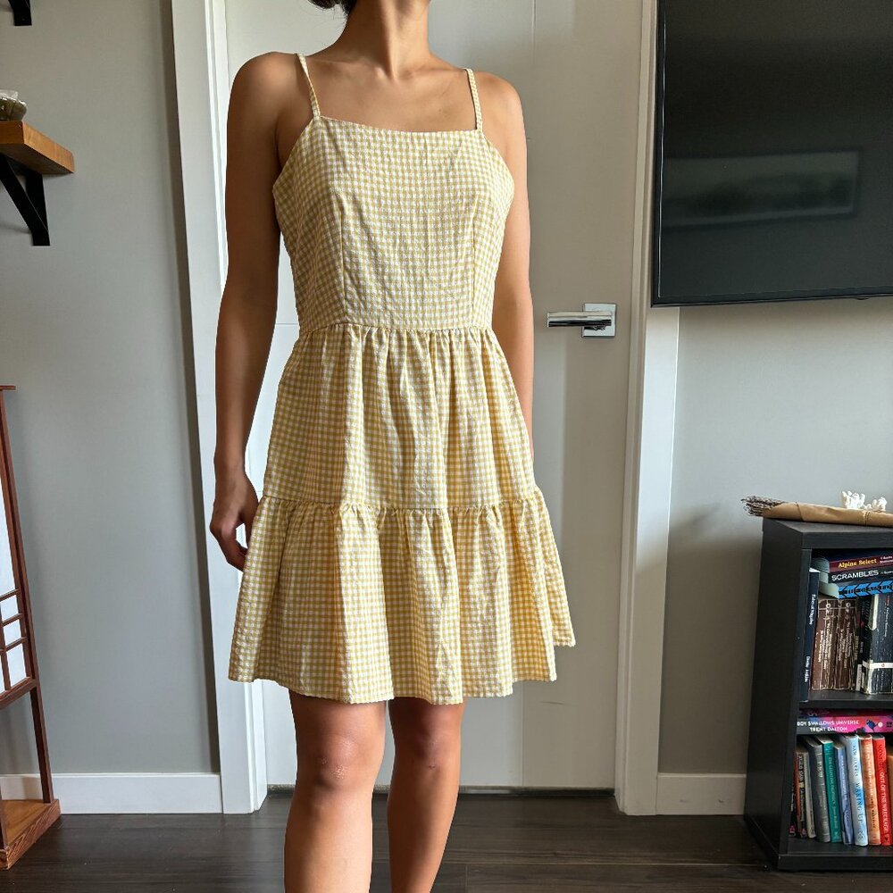 Yellow gingham sun-dress